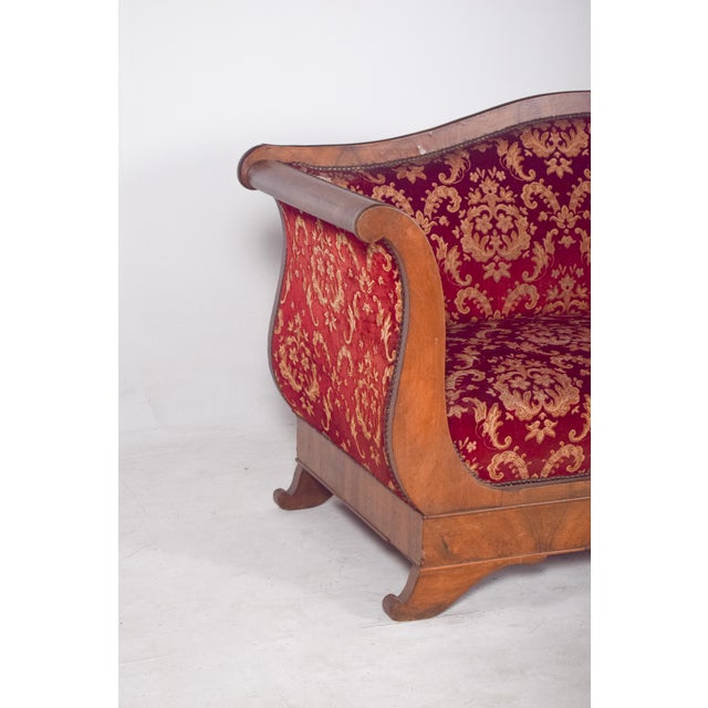Empire French Canape Upholstered in Red Fabric For Sale - Image 6 of 10