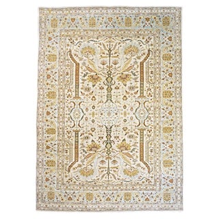 21st Century Afghan Farahan Sarouk Wool 10x14 Ivory, Green & Light Blue Handmade Area Rug #9902700 For Sale