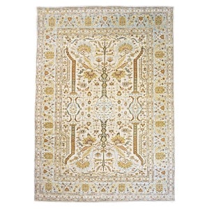 21st Century Sarouk Farahan 10x14 Ivory, Tan, Green & Light Blue Handmade Area Rug #9902700