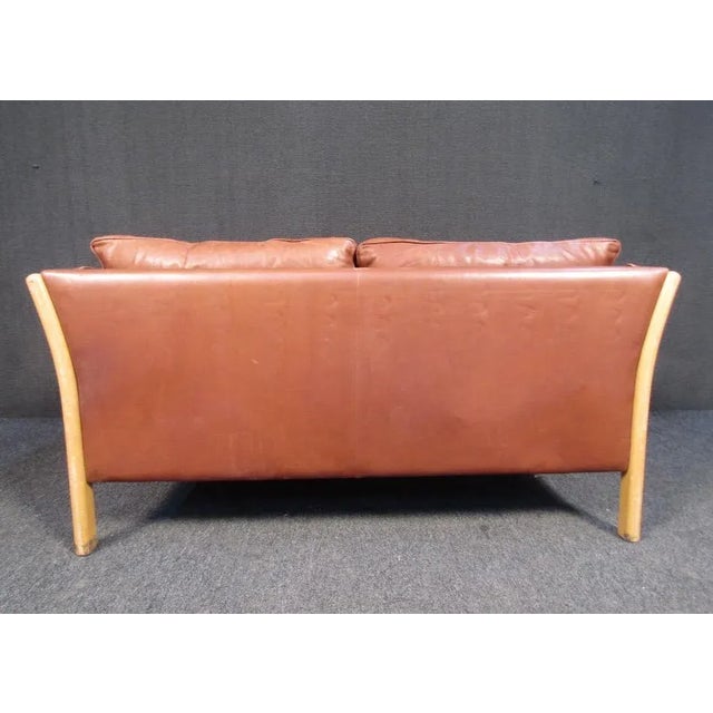 Mid 20th Century Vintage Leather Loveseat For Sale - Image 5 of 11