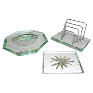 Crystal Desk Set from Fontana Arte, 1930s, Set of 3 For Sale