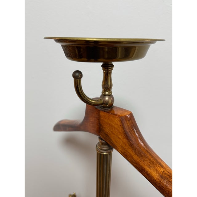 1960s Mid-Century Brass & Wood Gentleman’s Valet Stand For Sale - Image 4 of 12