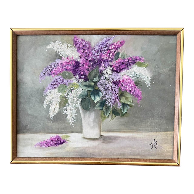 Antique Still Life of Lilacs Oil Painting For Sale