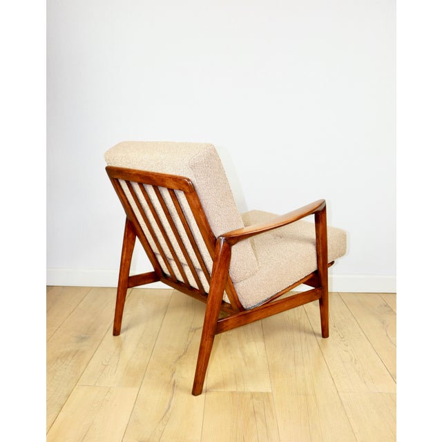Polish Beige Gold Bouclé Lounge Chair, 1970s For Sale - Image 4 of 11