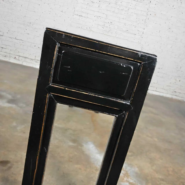Vintage Asian Sofa Console Table Alter Style Distressed Black Finish For Sale - Image 12 of 16