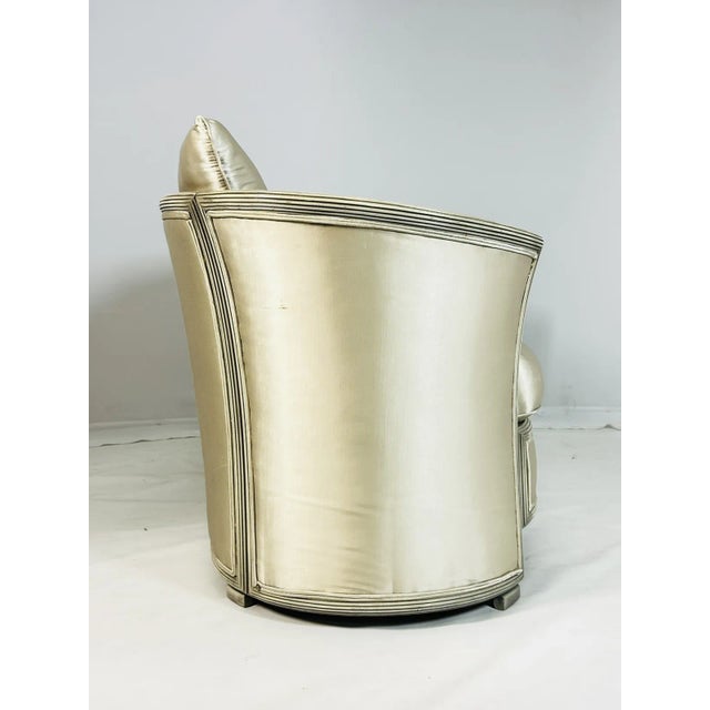 1980s 1980s French Style Settee in Silk Upholstery and Silvered Frame For Sale - Image 5 of 12