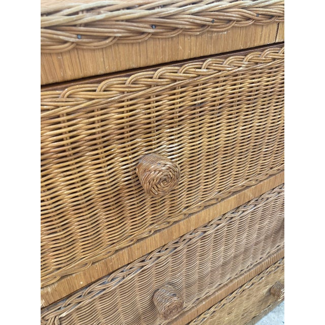 Boho Chic Rattan Wicker 3 Drawer Chest Dresser For Sale - Image 10 of 13