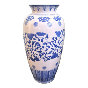Large Blue and White Chinese Vase - Mid Century