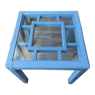 Chelsea House Blue Trellis Side Table For Sale