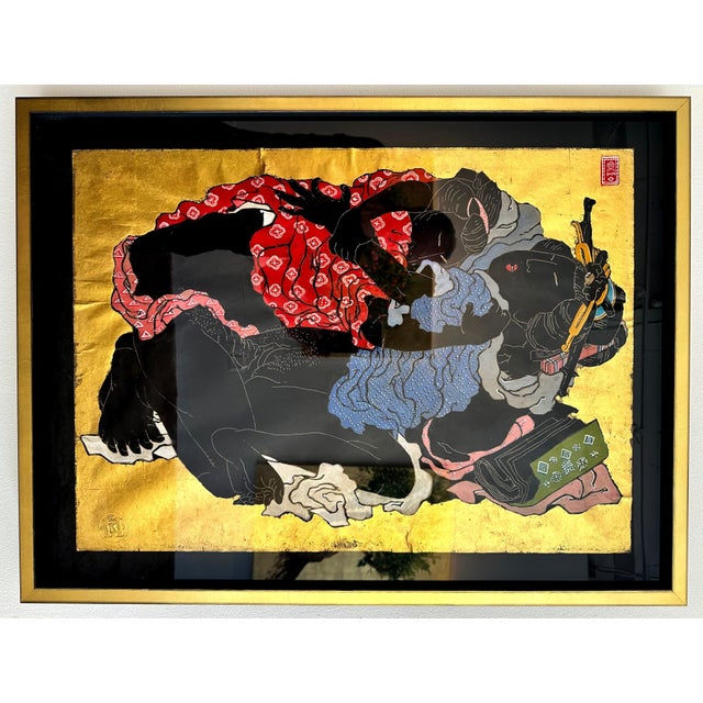 Blending Japanese ukiyo-e influences with contemporary figurative abstraction, Shunga I by Greek artist Konstantinos...
