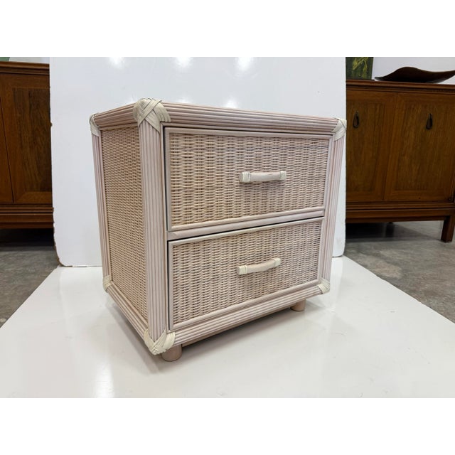 Vintage Wicker Nightstands 1980's -a Pair For Sale - Image 9 of 13