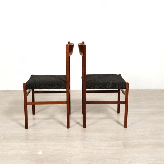 Set of Vintage Dining Chairs in Wood and Fabric, 1960s For Sale - Image 3 of 18