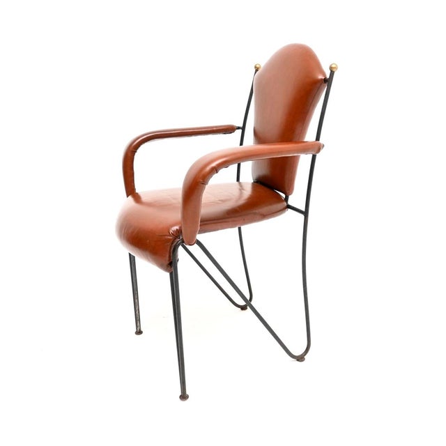 Vintage Leather and Steel Dining Chairs attributed to Frederic Weinberg, 1960, Set of 8 For Sale - Image 10 of 16