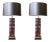 Pair of French Stacked Wood and Chrome Table Lamps For Sale