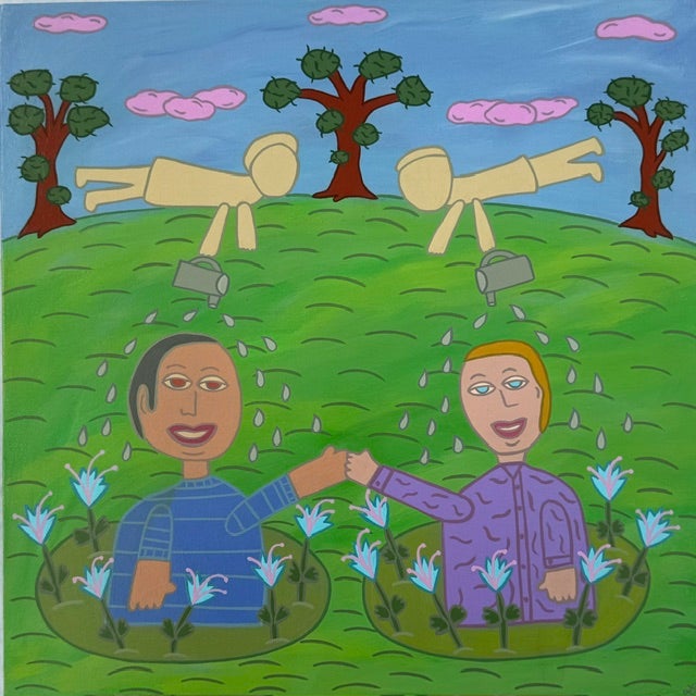 Original Acrylic Folk Art Painting From Renowned Key West Artist 'Just Us' For Sale In Miami - Image 6 of 9