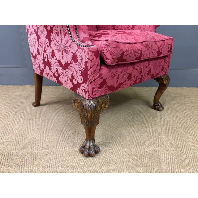 Red Antique Wing Chairs in Walnut, 1895 For Sale - Image 8 of 15
