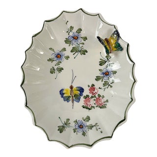 1970's Italian Meiselman Imports Scalloped Butterfly Bowl For Sale