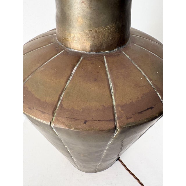 1950s Mid-Century Modern Brass Table Lamp with Panelled Body, 1950 For Sale - Image 5 of 10