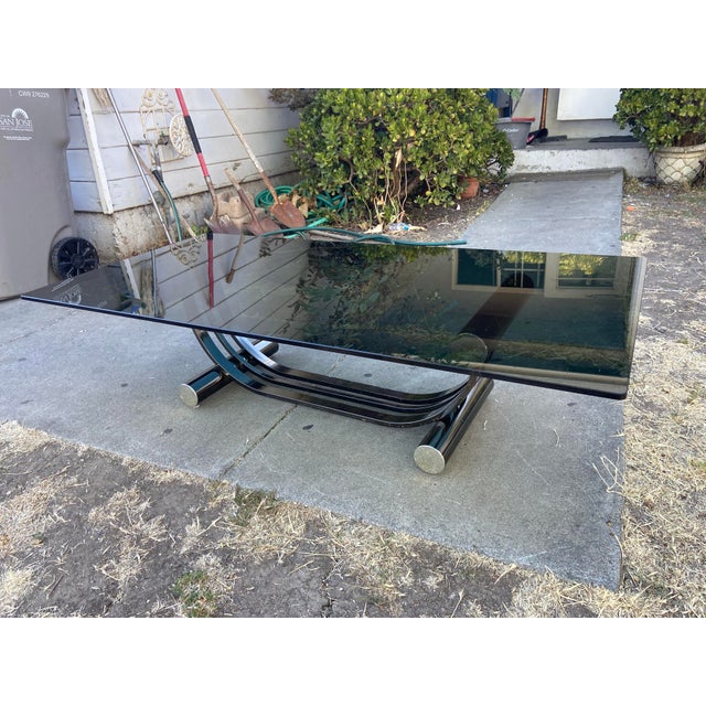 Vintage Art Deco Tubular Smoked Glass Coffee Table Romeo Rega Style For Sale - Image 17 of 18