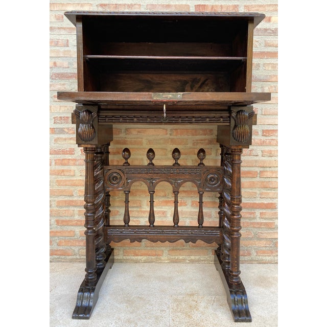 Antique Spanish Renaissance Bar Cabinet in Oak, 1890 For Sale - Image 10 of 18