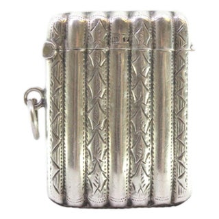 Silver Matchbox with Reliefs and Fluted Engravings For Sale
