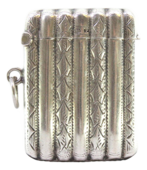 Silver Matchbox with Reliefs and Fluted Engravings