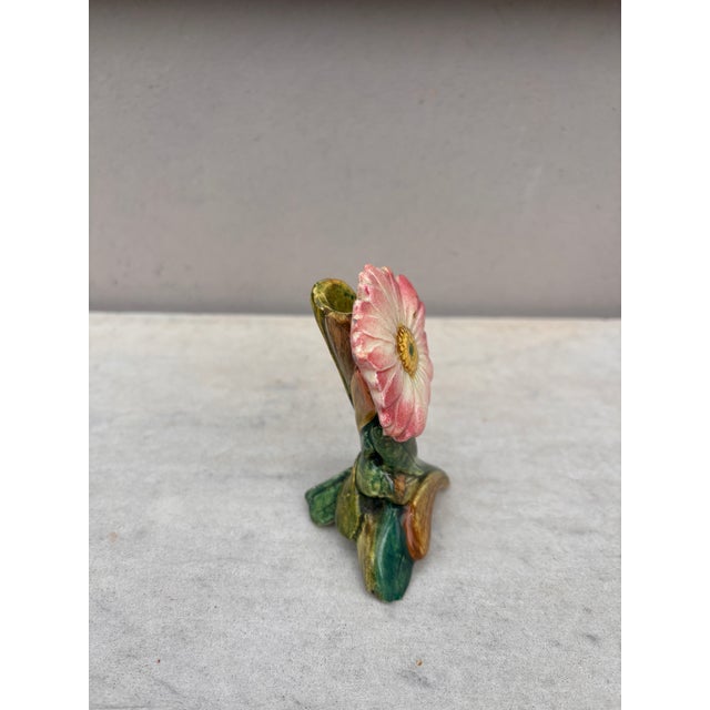 Small 19th Century Majolica Daisy Vase Delphin Massier. Table vase decoration , very rare form and size. 4 inches height ,...