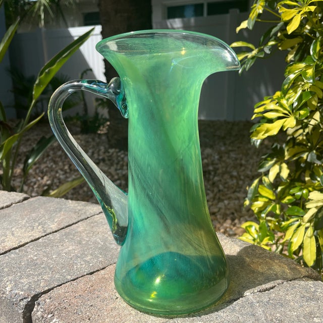 Arts & Crafts Late 20th Century Vintage Hand Blown Pitcher by Kerry Glass Ireland For Sale - Image 3 of 10