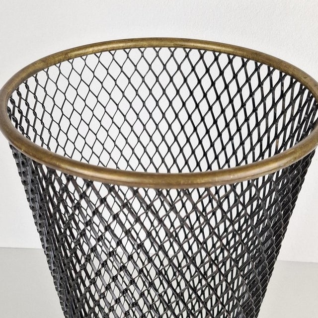 Metal Vintage Round Umbrella Stand in the style of Mathieu Matégot, 1950s For Sale - Image 7 of 16