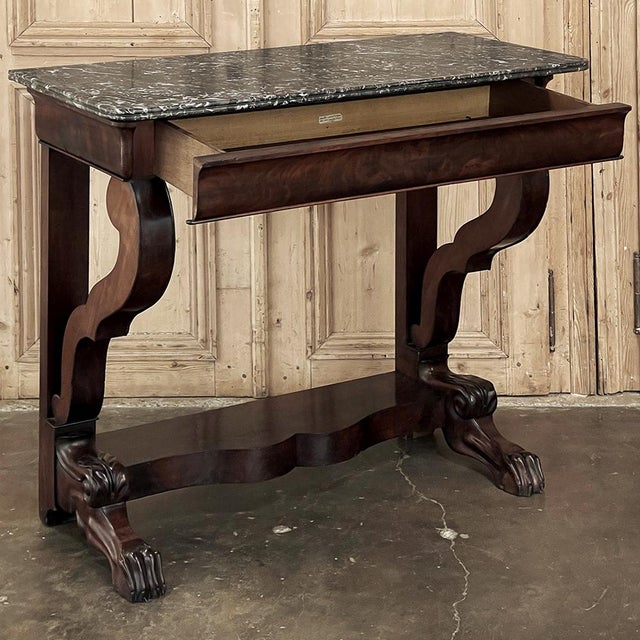 Early 19th Century 19th Century French Louis Philippe Period Mahogany Marble Top Console For Sale - Image 5 of 18