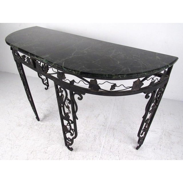 Vintage Iron Demilune Console Table with Marble Top Chairish