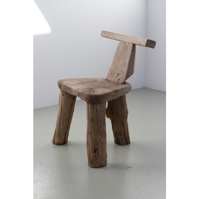 Primitive Elm T Tripod Side Chair, Denmark, 1970s For Sale - Image 9 of 17