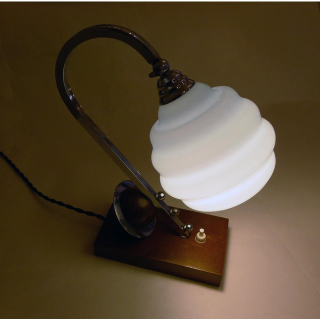 Art Deco Sculptural Saturn Table Lamp in Light Blue Opaline Glass, 1930s For Sale - Image 9 of 13