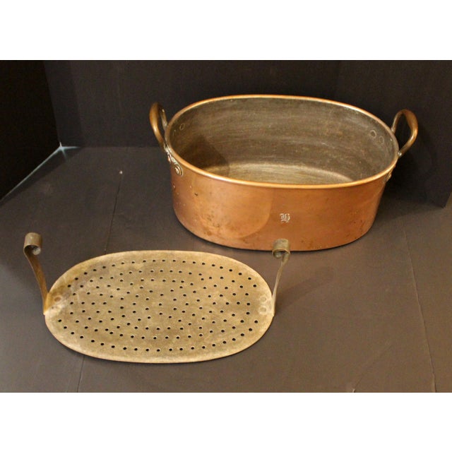Metal Circa 1860 English Large Oval Copper Fish Boiler For Sale - Image 7 of 7