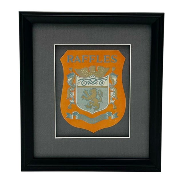 Vintage Raffles Hotel Singapore Framed Luggage Label Travel Wall Art For Sale - Image 10 of 12