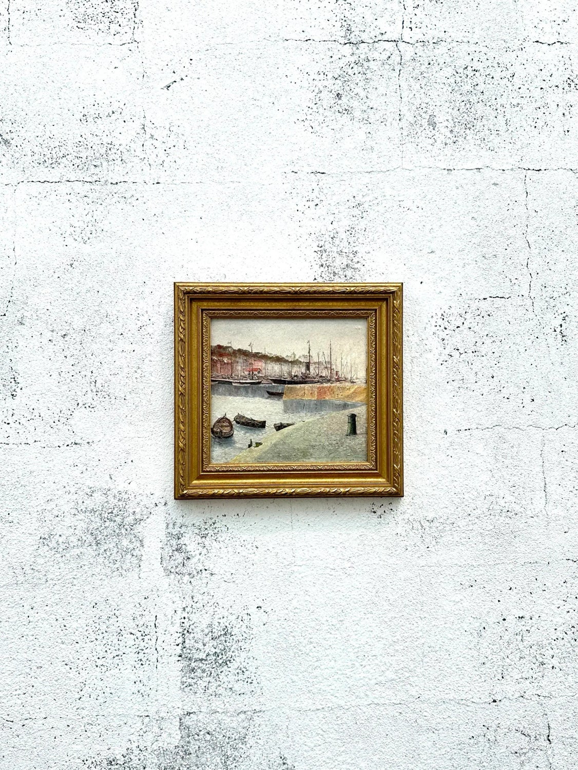 Vintage Boho Abstract Seascape Oil on Board - Back view