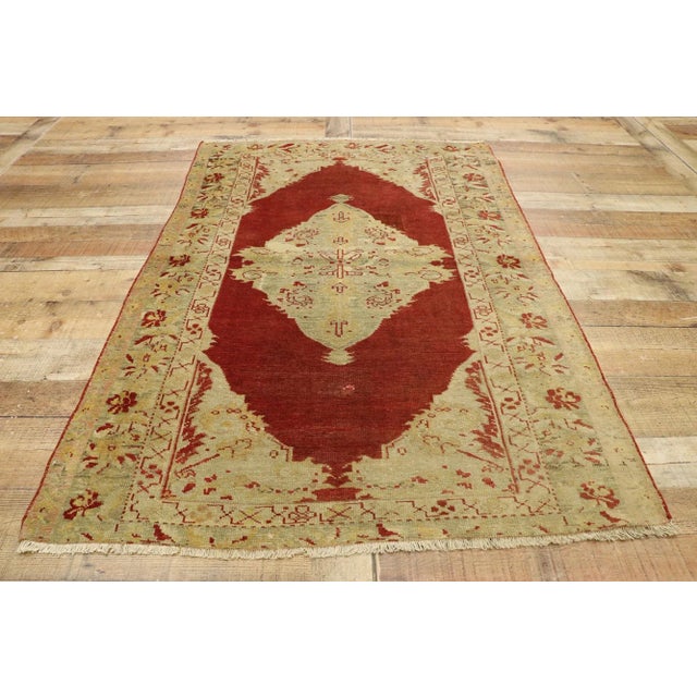 Textile Vintage Turkish Oushak Rug - 03'06 X 05'04 For Sale - Image 7 of 8