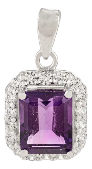 4.65 Ct Octagon Shape Amethyst & Cz Halo Pendant in 925 Sterling Silver