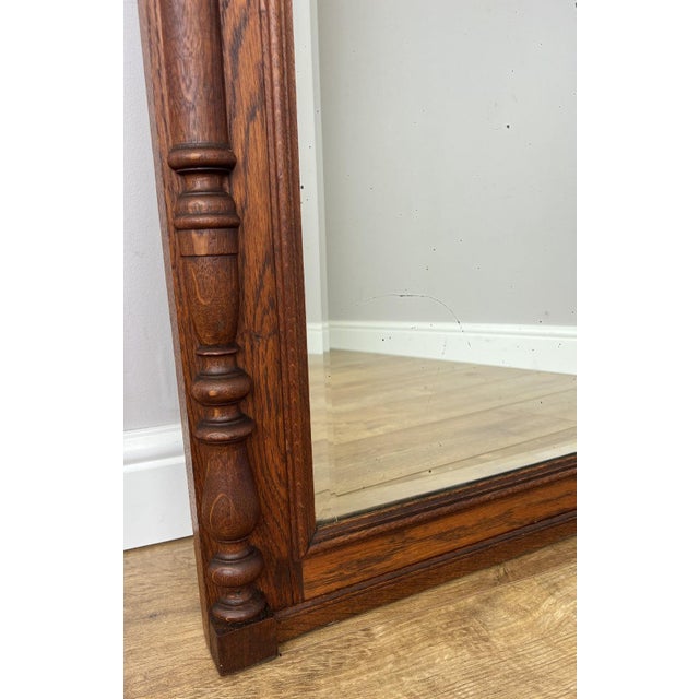Wood Antique French Oak Wall Mirror wirh Carved Frame For Sale - Image 7 of 14