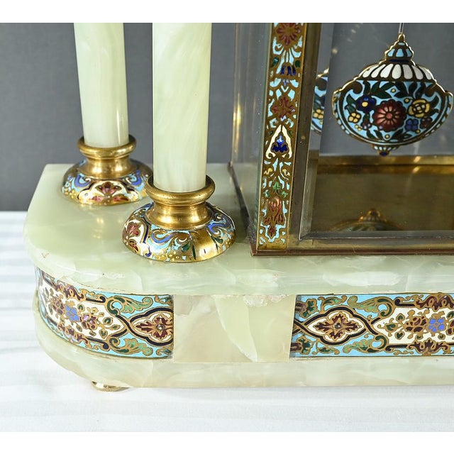 Napoleon III Clock with Columns in Onyx and Enamels, 19th Century For Sale - Image 17 of 18
