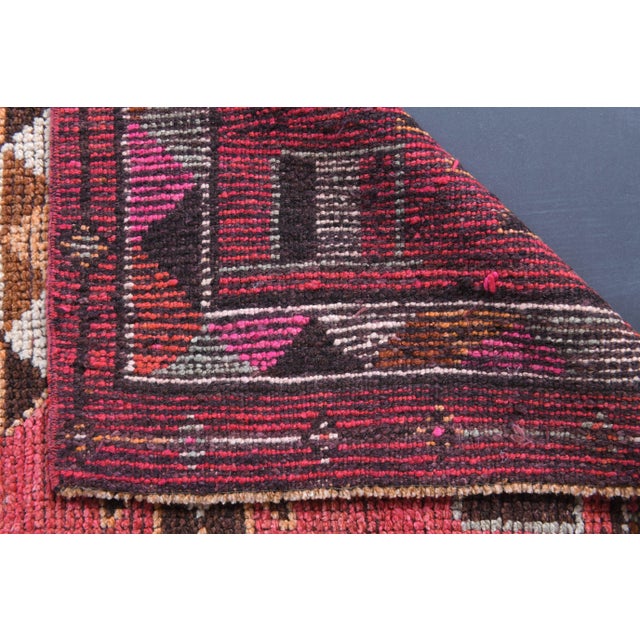 Vintage Turkish Oushak Handmade Wool Cotton Pink Runner Rug For Sale - Image 9 of 10