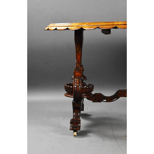 Victorian Burr Walnut Inlaid Centre Table, 1850 For Sale - Image 9 of 16
