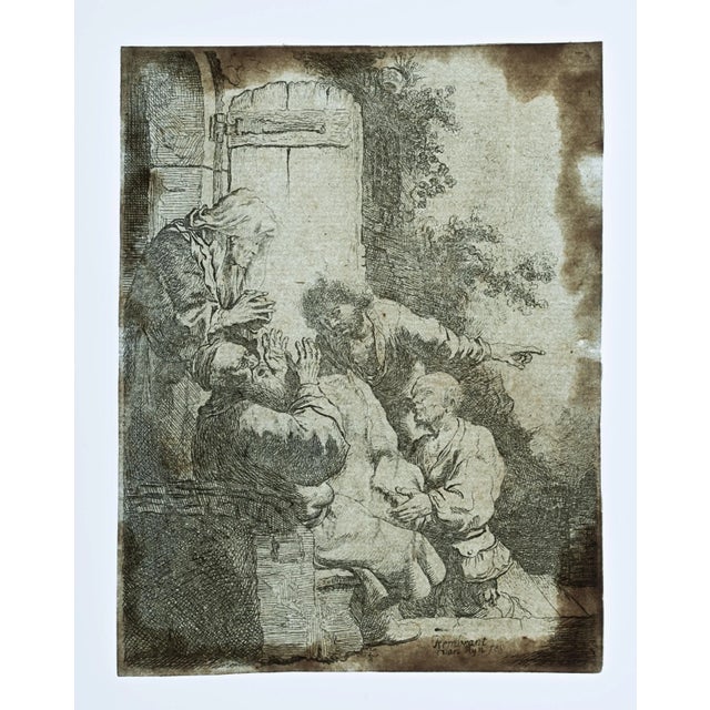 After Rembrandt, Joseph's Skirt Is Brought to Jacob, 17th-century, Etching For Sale - Image 4 of 5