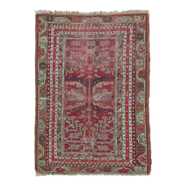Antique Kırşehir Double-Ended Prayer Rug in Geometric Floral Design - Rug & Kilim For Sale