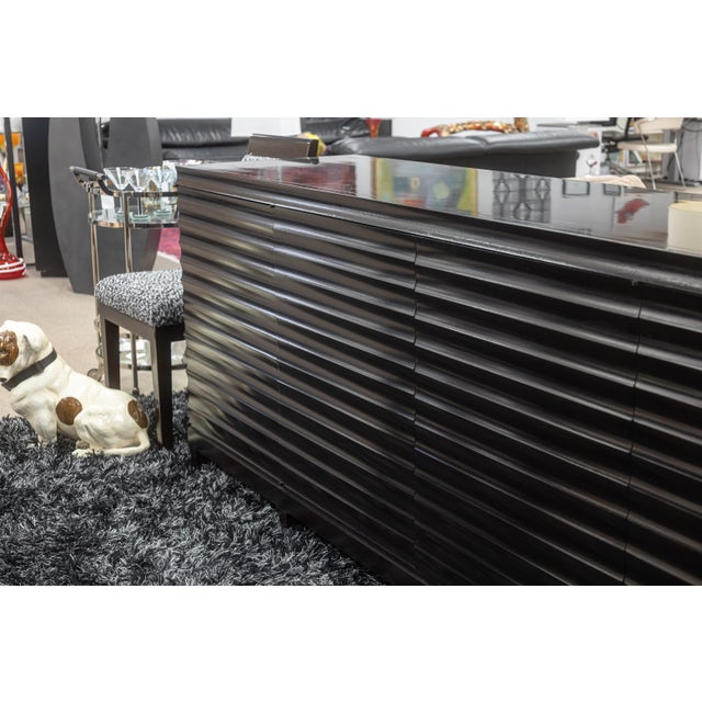 Late 20th Century Late 20th Century Barbara Barry for Baker Modern Fluted Black Lacquered Sideboard Credenza For Sale - Image 5 of 11