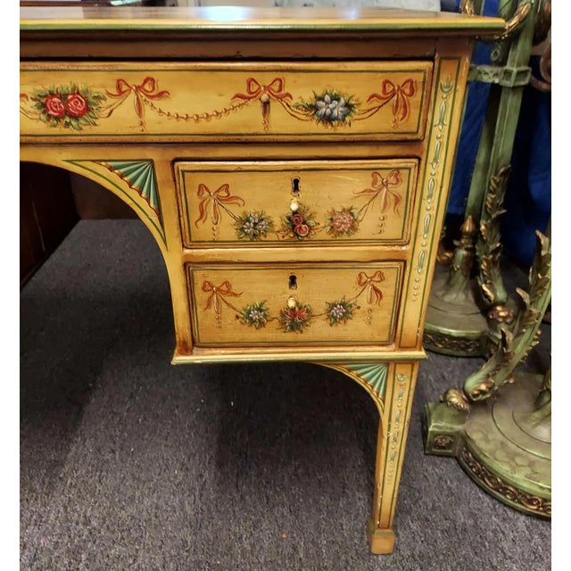 Early 19th Century English Paint Decoration Kneehole Desk For Sale - Image 4 of 9