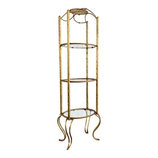 Vintage Italian Gold Gilt Rope 3 Tier Etagere Display For Sale