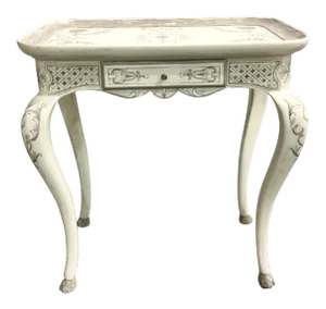French Country John Richard Hand Painted White and Gray End Table