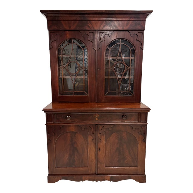 19th Century Two Piece Butlers Desk Secretary Cabinet For Sale