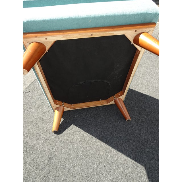 Vintage Mid Century Blue Ottoman Bench Footstool Stool For Sale - Image 10 of 10